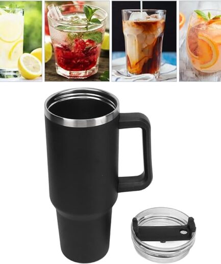 Tazza Per Acqua con Isolamento Sottovuoto in Acciaio Inossidabile da 40 Once con Manico e Cannuccia